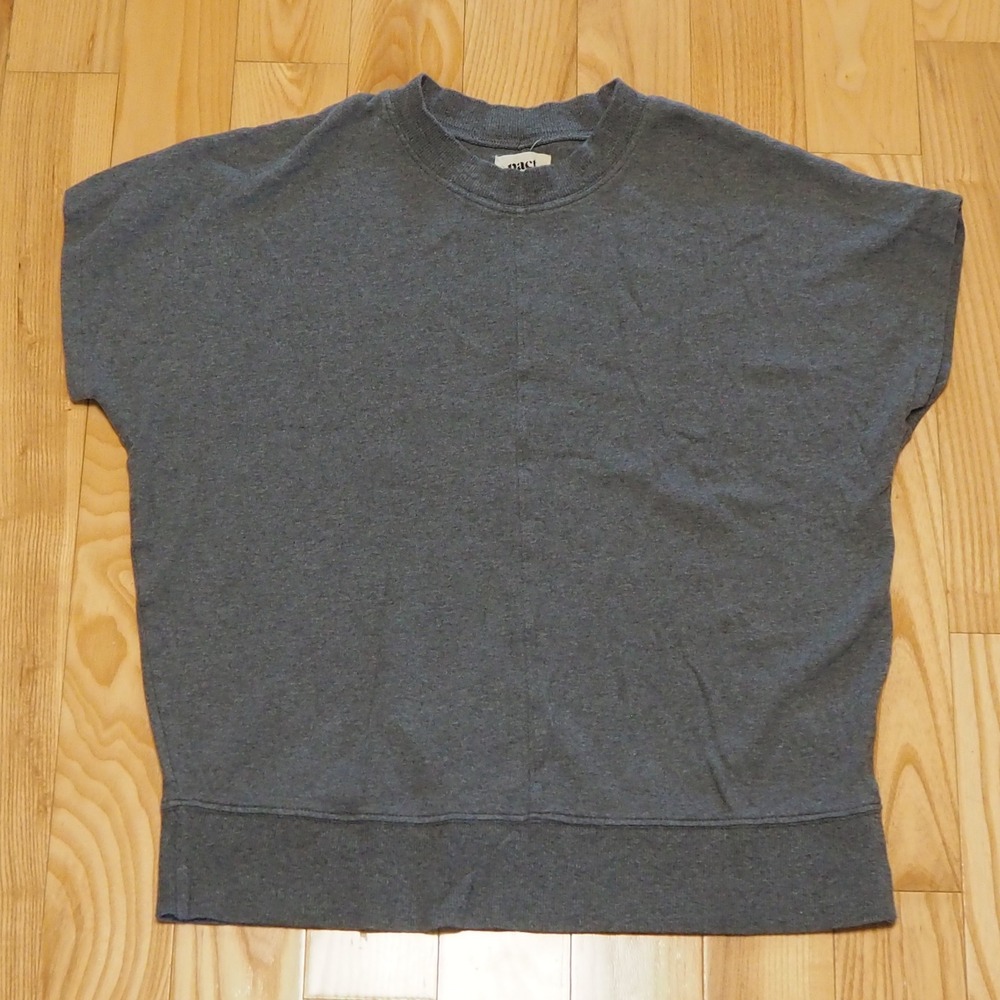 Pact Shortsleeve Dolman Top Women's Sz Medium Organic Cotton Gray Crew Neck